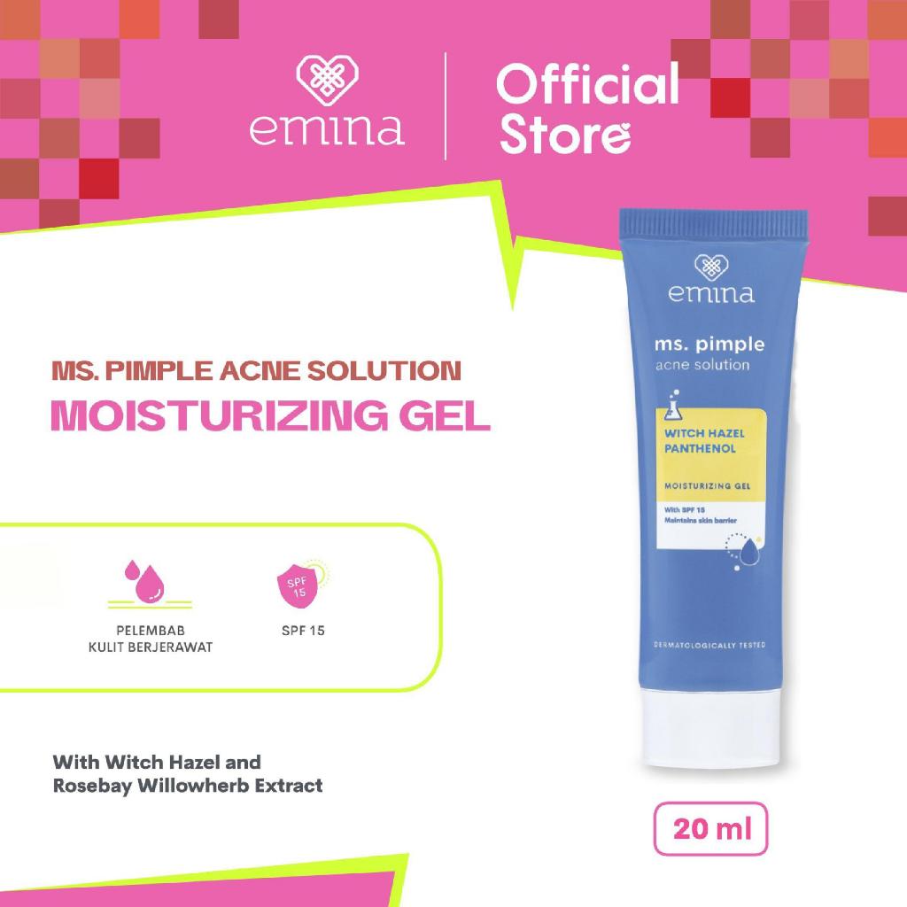 Emina Ms. Pimple Acne Solution Moisturizing Gel 20 mL - Pelembab Wajah Solusi Atasi Jerawat dengan SPF