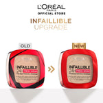 L'Oreal Paris Infallible 24h Fresh Wear Powder Foundation High Coverage, Fresh and Matte Finish Makeup - 9gr (Bedak Matte Tahan 24 Jam)