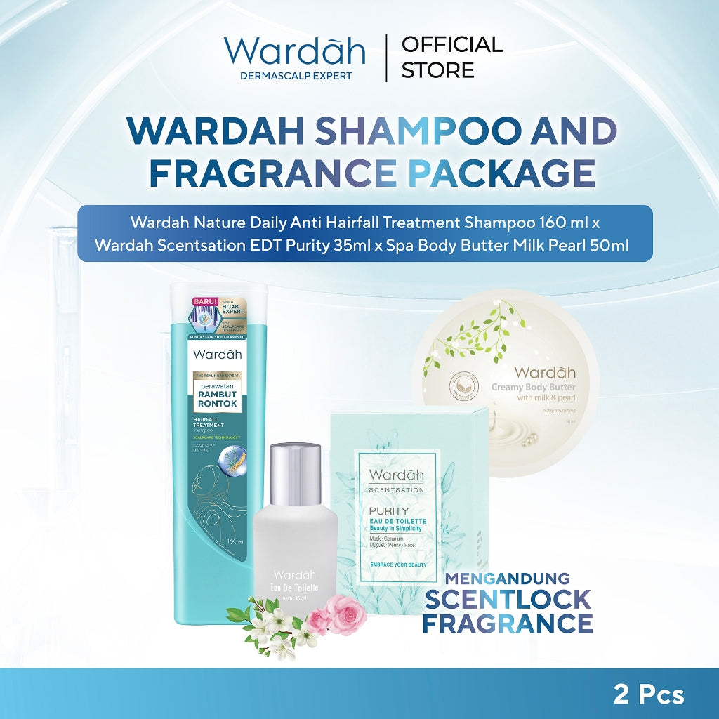 Wardah Paket Scentsation Eau de Toilette 35 ml + Spa Body Butter 50 ml +Hairfall Shampoo 160 ml