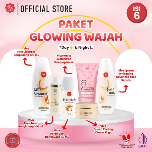[PROMO] Paket Wajah VIT C ACTIVE Whitening & Glowing with NIACINAMIDE, Collagen, UV Filter, Vit B 3 (isi 6 item)