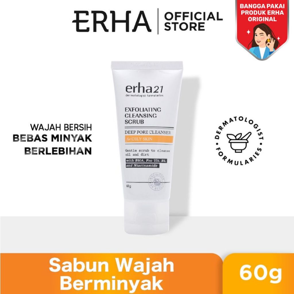 Exfoliating Cleansing Scrub with BHA, Pro Vit. B5 & Niacinamide 60g - Sabun Wajah Berminyak