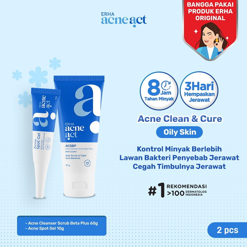 ERHA Acneact Acne Clean & Cure Set - Perawatan Untuk Kulit Berjerawat dan Berminyak