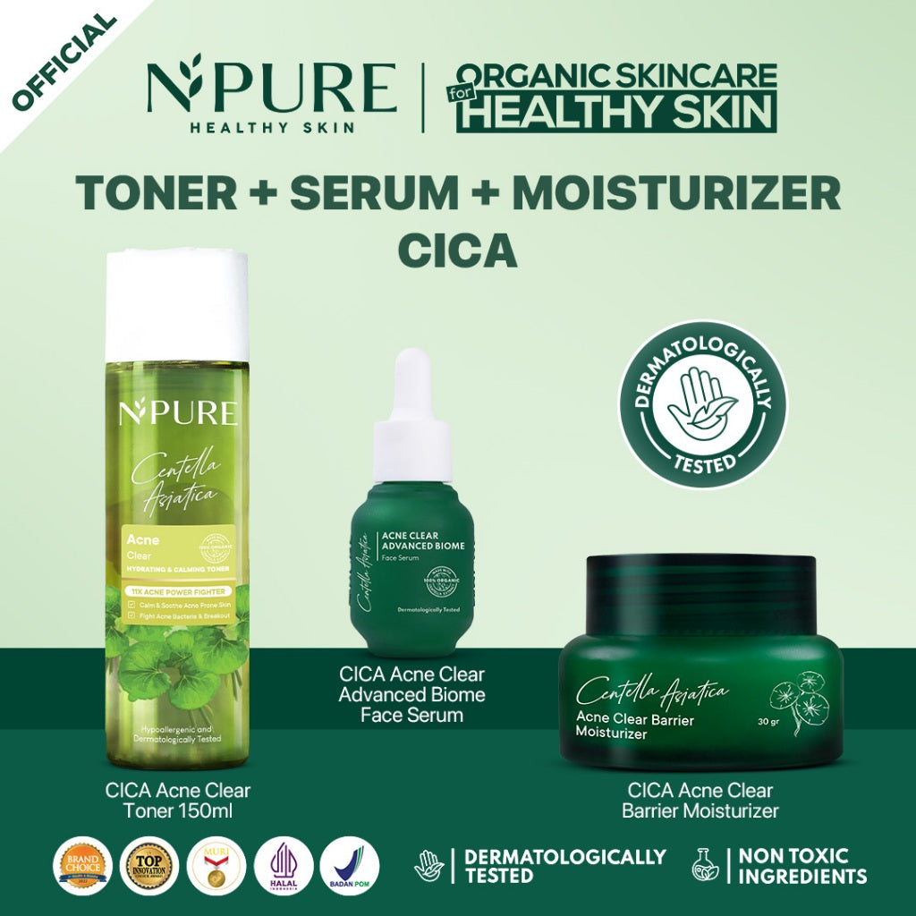 PAKET HEMAT 3PCS - NPURE BUNDLING Toner + Serum + Moisturizer / Cica Acne Care / Licorice Mencerahkan / Marigold Anti-Aging / Noni Skin Barrier - Sensitive skin / Kit Perawatan Kulit