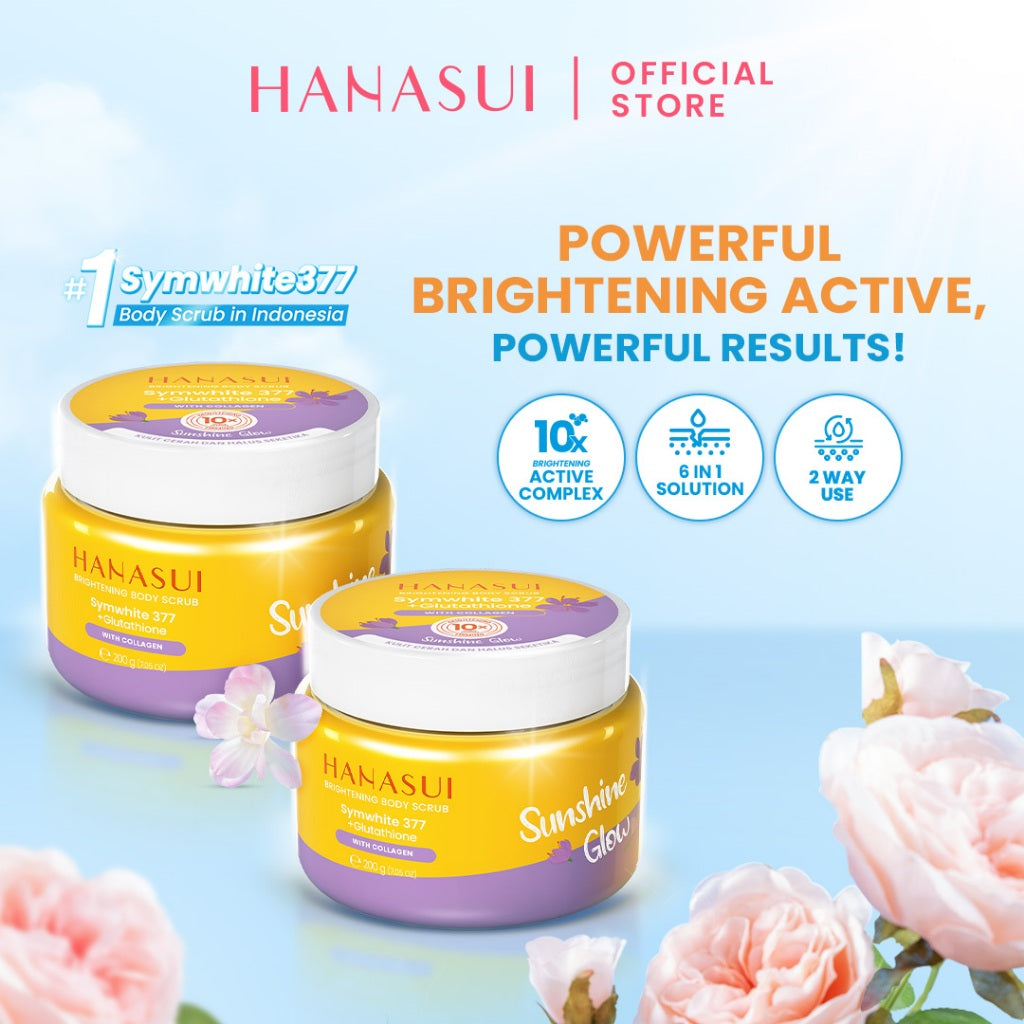 [Scrub] Hanasui Brightening Body Scrub - Mengangkat Sel Kulit Mati Halus Sehat Cerah Symwhite 377 Glutathione Niacinamide Ceramide