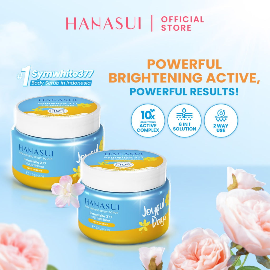 [Scrub] Hanasui Brightening Body Scrub - Mengangkat Sel Kulit Mati Halus Sehat Cerah Symwhite 377 Glutathione Niacinamide Ceramide