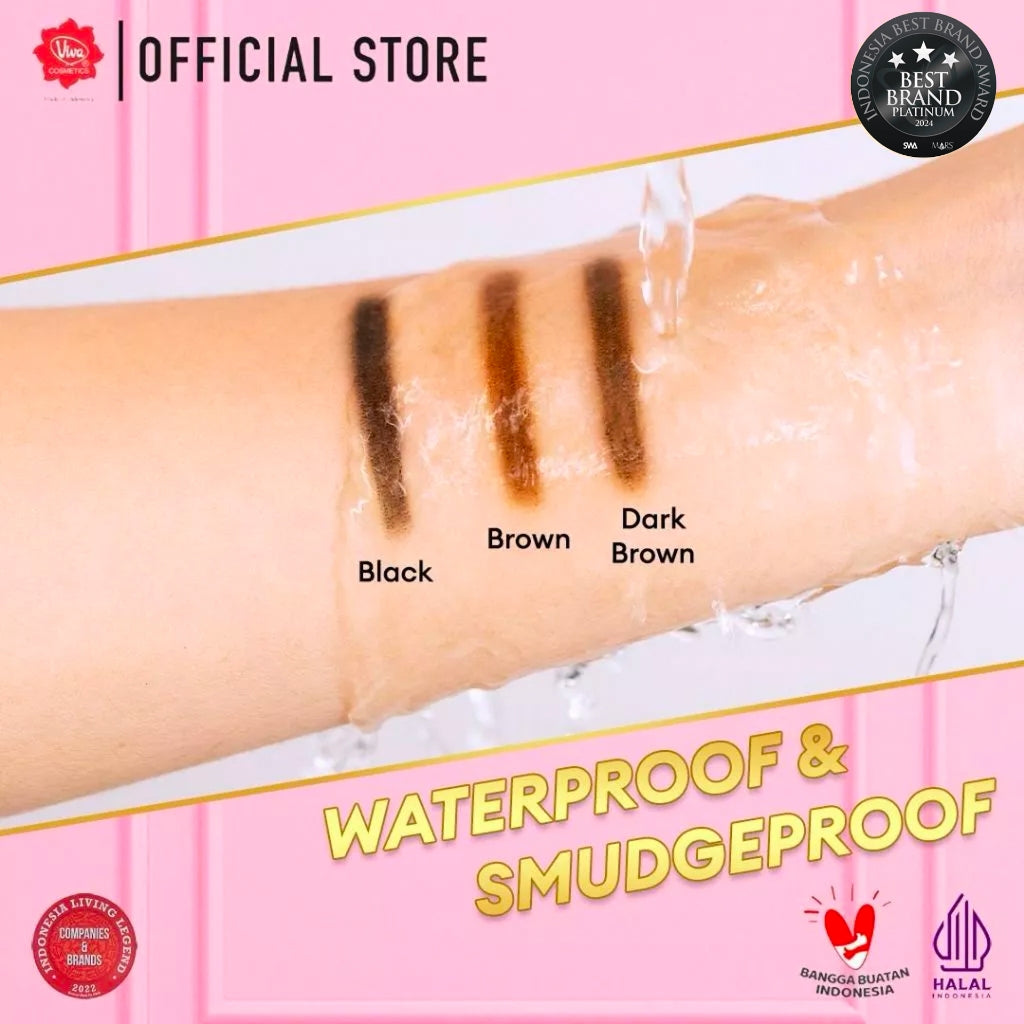 Viva Queen Eye Brow Pencil (WATERPROOF, SMUDGEPROOF & TRANSFERPROOF)  - tersedia 3 varian warna