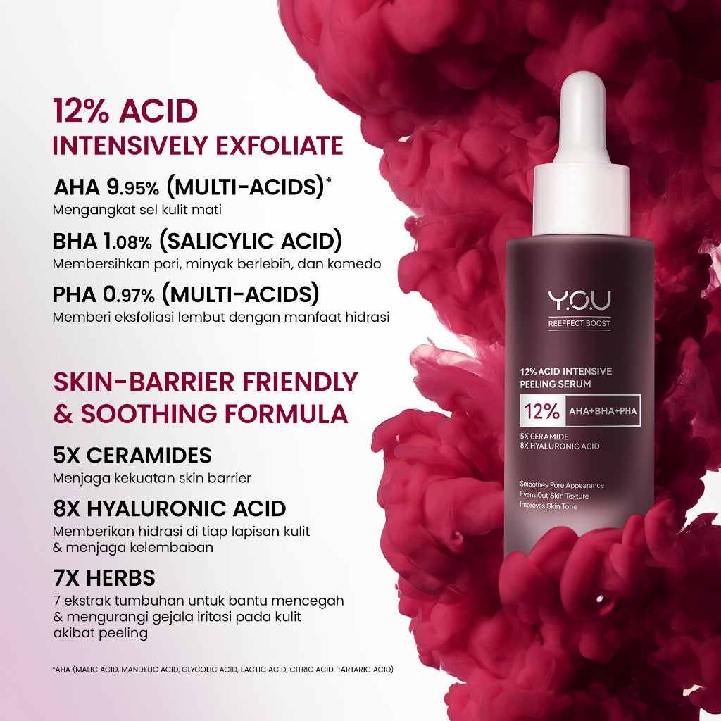YOU 12% ACID INTENSIVE PEELING SERUM AHA BHA PHA Serum Eksfoliasi Untuk Kulit Cerah dan Halus
