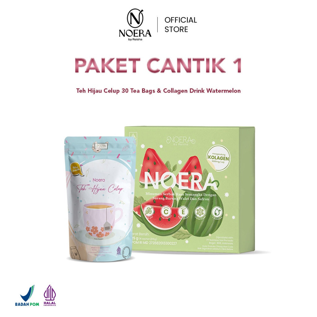 Noera Collagen Drink Watermelon With Birdnest and Saffron Extract Improved Formula | Minuman Kolagen Glutathione Pencerah Badan | Noera Premium Collagen Drink | Colagen Beauty Drink | Minuman Pencerah Badan Anti Aging