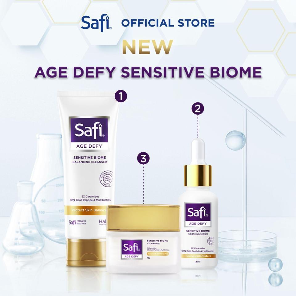 Safi Age Defy Sensitive Biome Cleanser + Calming Gel +  Soothing Serum