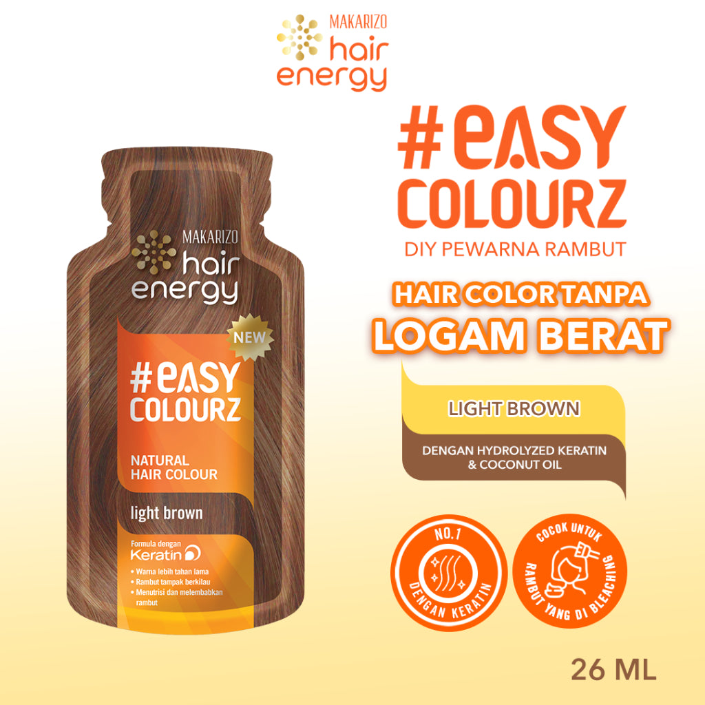 Makarizo Hair Energy Easy Colourz 26 mL - Light Brown - Hair Color - Pewarna Rambut