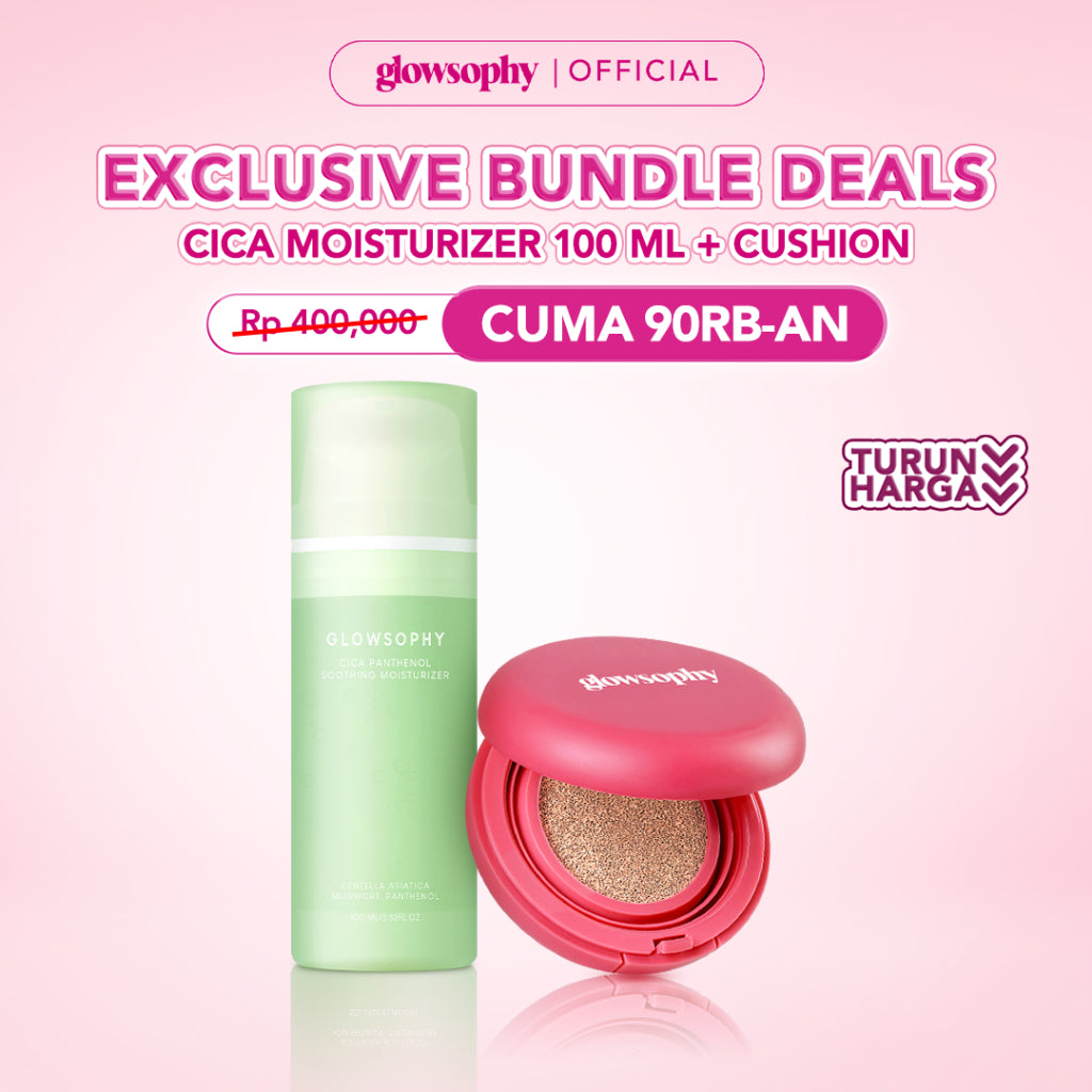 Glowsophy Bundle 2in1 Perfect Glow & Calm Set Cover Fit Serum Cushion + Cica Centella Soothing Moisturizer 100 ml