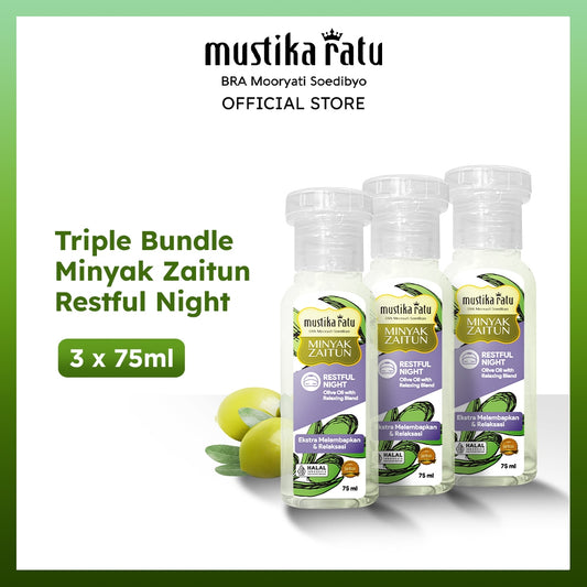 Mustika Ratu Triple Bundle Minyak Zaitun Restful Night 75ml