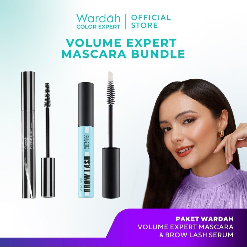 [BUNDLE] WARDAH Paket Volume Expert Mascara + Brow Lash Serum  (Serum Bulu Mata dan Alis) - Makeup