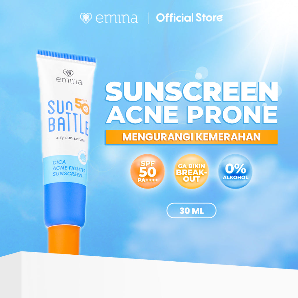 [NEW! MUST HAVE] Emina Sun Battle Spf 50 Pa++++ Cica Acne Fighter Sunscreen