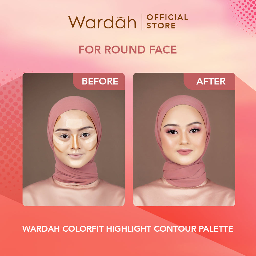 WARDAH Colorfit Highlight Contour Palette - 3 in 1 Highlighter, Contour, Concealer yang Pigmented, Blendable, Mudah Digunakan - Tahan Lama Hingga 10 Jam - Makeup