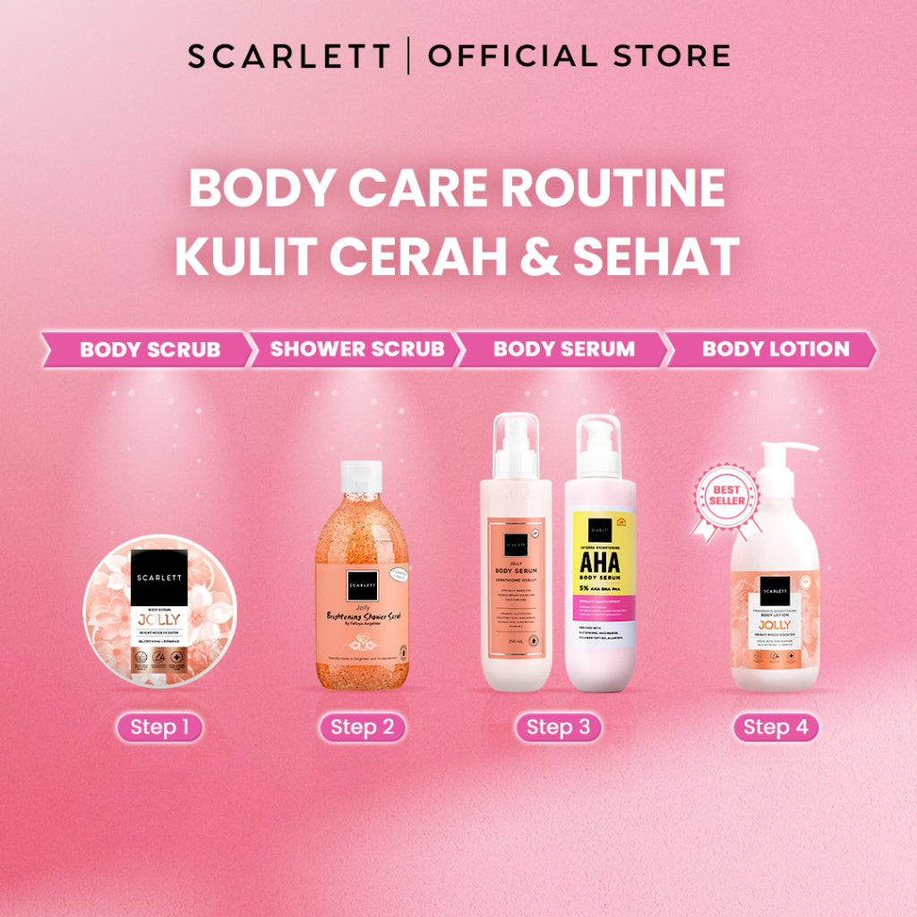 SCARLETT Fragrance Brightening Body Lotion Bright Mood Booster 300ml +4 Essential Oils 3X  Brightening Power | Solusi Untuk Kulit Kering | Menenangkan, Mencerahkan Kulit, Wangi Tahan Seharian