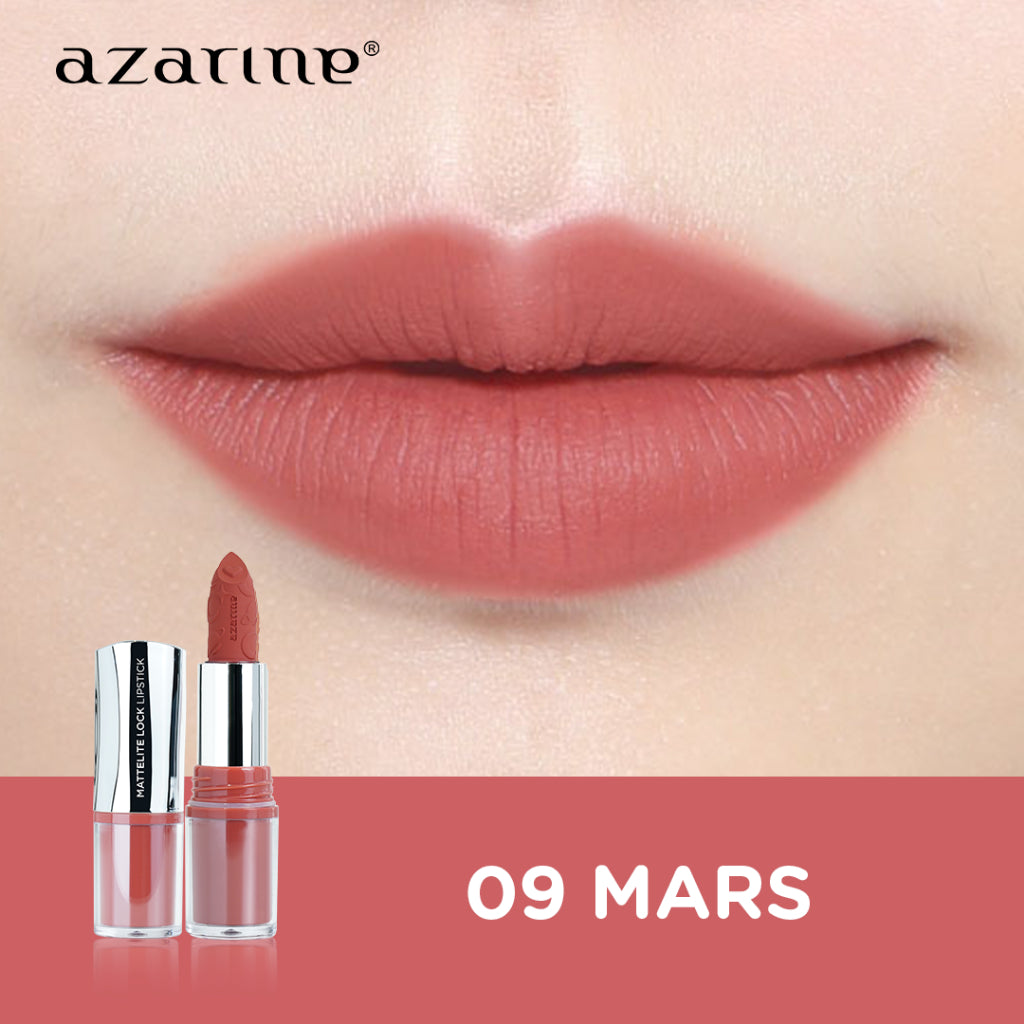Azarine Shiny Galactic Mattelite Kit [2 PCS] Lipstick Matte with Pigmented Color Lightweight Transferproof Smugeproof Galactic Shine + Lip Gloss Hydrating Plumpy Effect Glittery Look Tahan Lama
