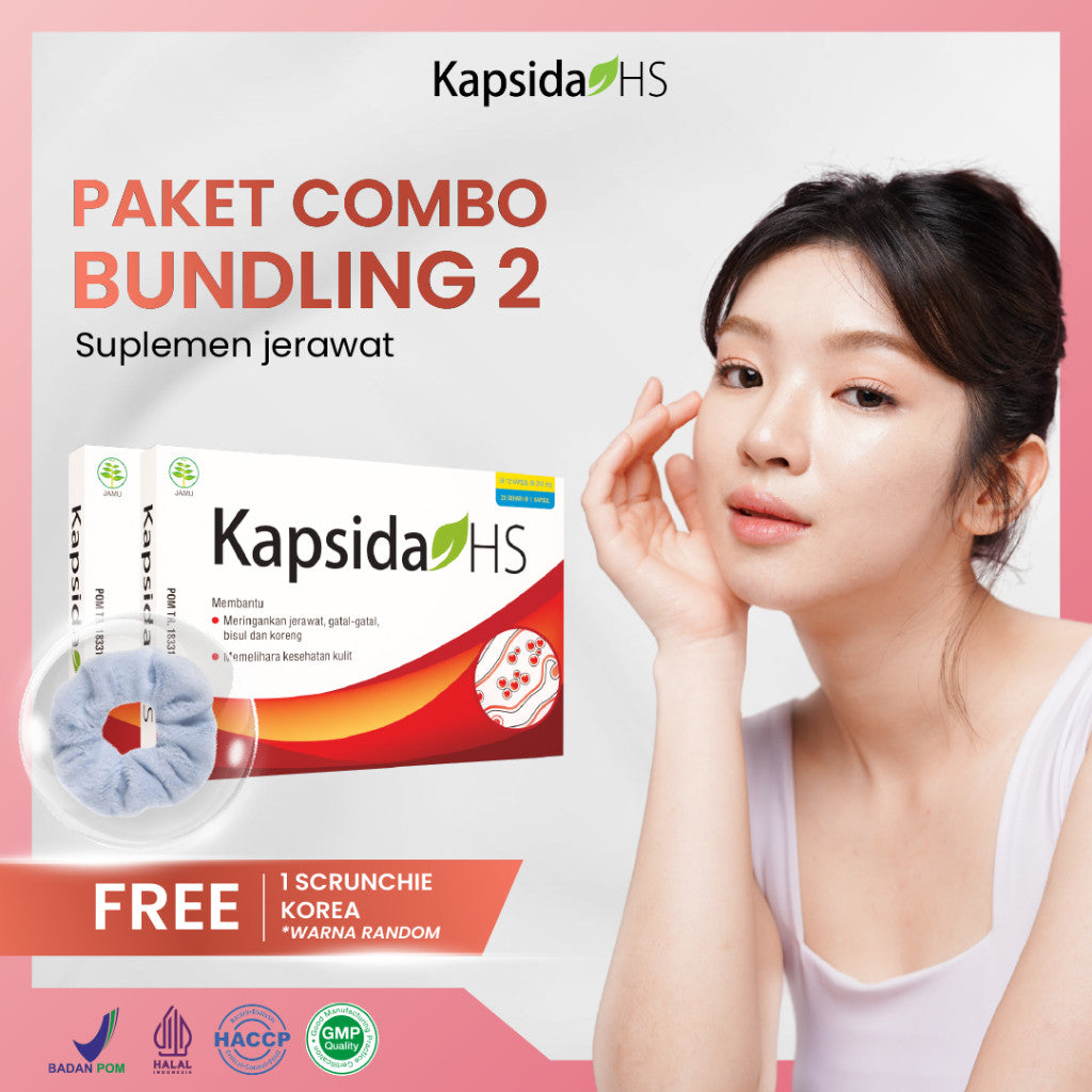 Kembang Bulan Kapsida HS 12 Kapsul FREE SCRUNCHIE KOREA - Obat Jerawat Gatal-gatal Kulit Bisul Alergi Bekas Jerawat Punggung dan Batu Ampuh untuk Kesehatan Kulit