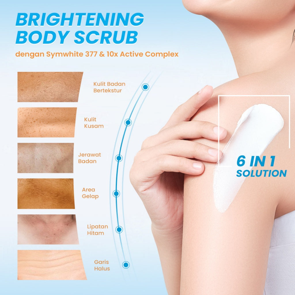 [Scrub] Hanasui Brightening Body Scrub - Mengangkat Sel Kulit Mati Halus Sehat Cerah Symwhite 377 Glutathione Niacinamide Ceramide
