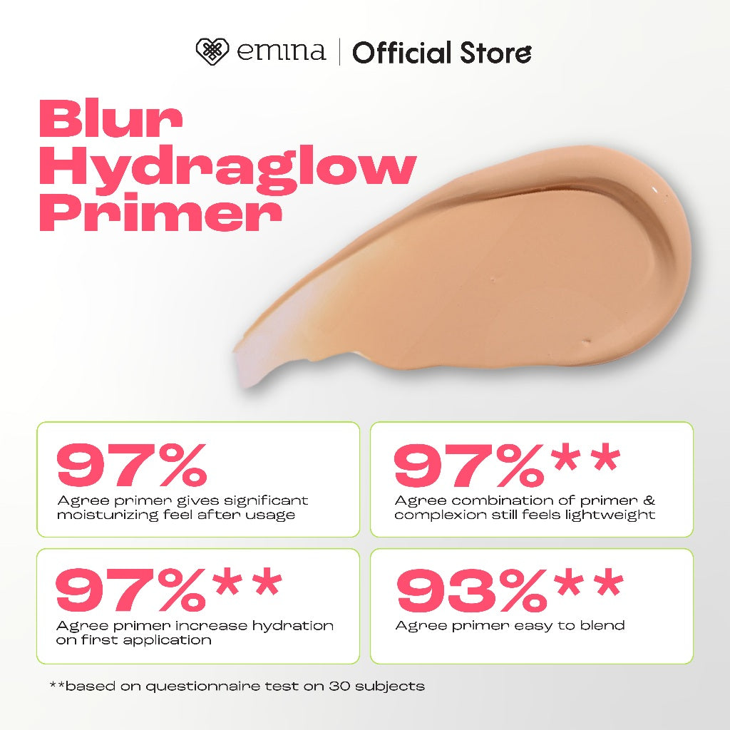 Emina Pore Ranger Total Poreless Primer & Blur Hydraglow Primer 20 ml - Makeup Longlasting 8-12 jam, Matte/Glow Finish, Smooth Complexion, Crack-Free, No-Patchy
