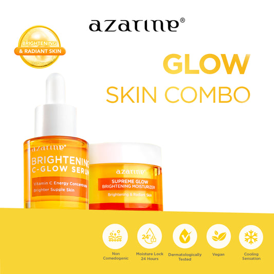 Azarine Glow Skin Combo [2 pcs] Paket Skincare Mencerahkan dan Melembabkan untuk Kulit Kusam Supreme Glow Moisturizer & Brightening C-Glow Serum