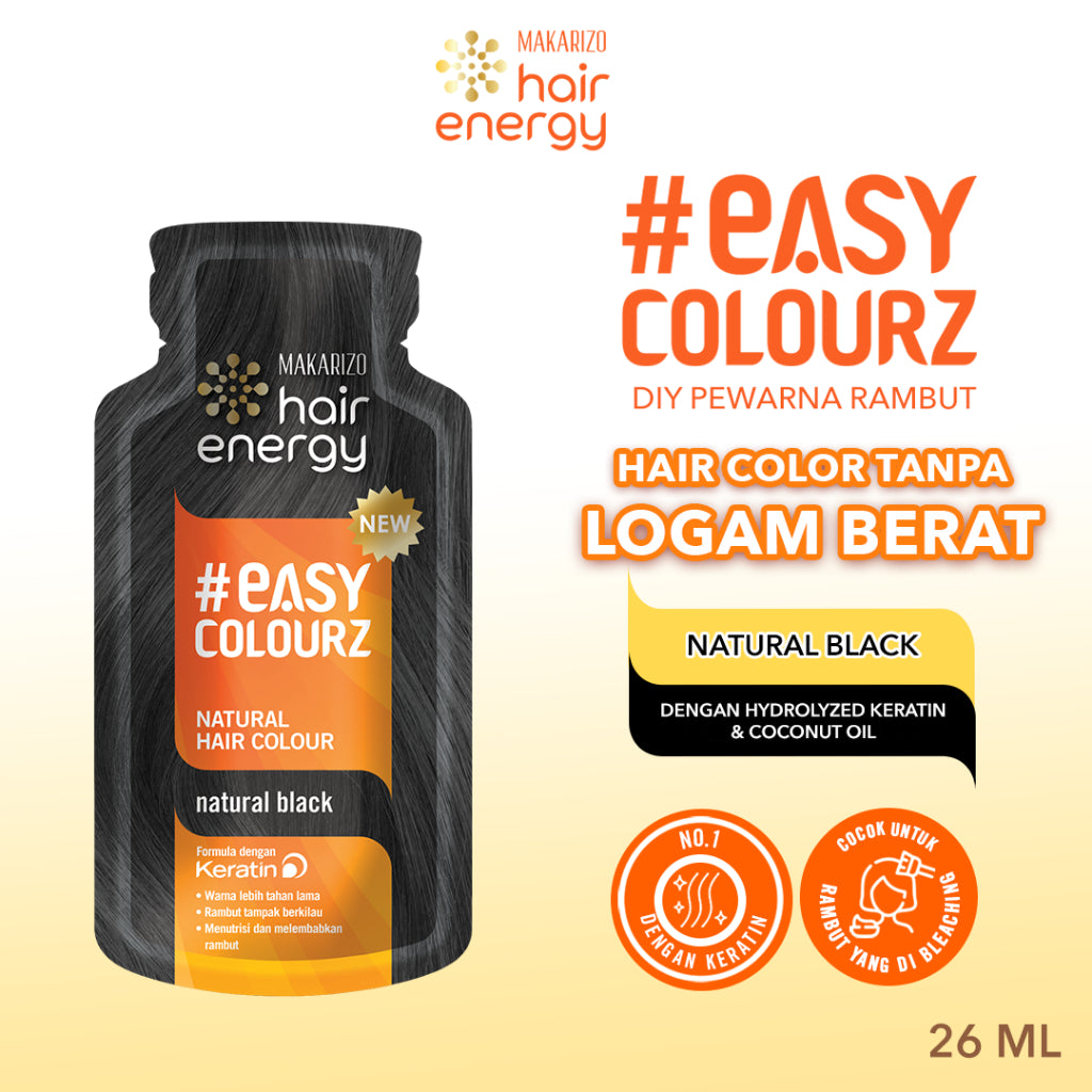 Makarizo Hair Energy Easy Colourz 26 mL - Natural Black - Hair Color - Pewarna Rambut