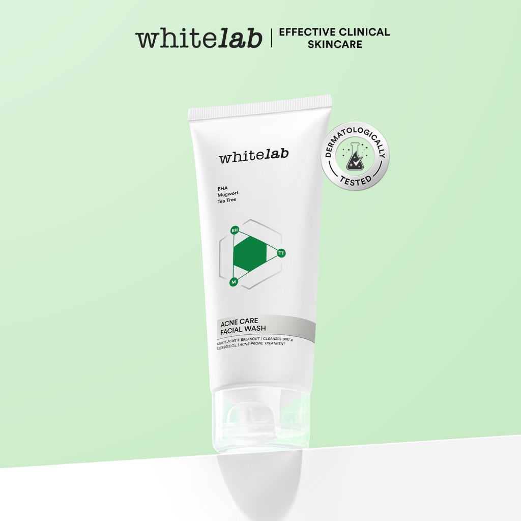 Whitelab Acne Care Facial Wash - Sabun Cuci Muka Untuk Kulit Jerawat Kontrol Minyak Berlebih Anti Bakteri dengan Mugwort, Tea Tree & BHA [BPOM]