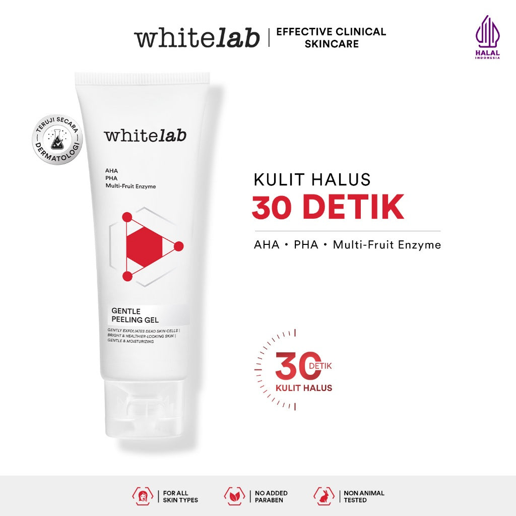Whitelab Gentle Peeling Gel - Gel Pengangkat Sel Kulit Mati Kulit Normal, Kering, Sensitif untuk Kulit Halus, Lembap, dan Cerah dengan AHA PHA [BPOM]
