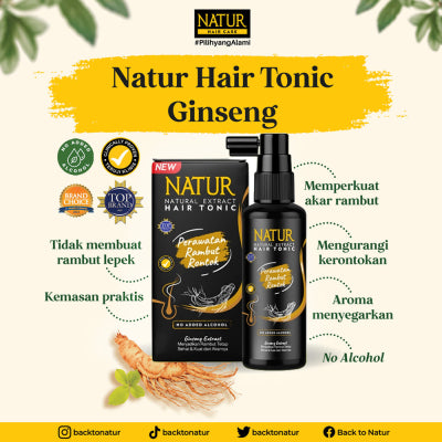 NATUR HAIR TONIC RAMBUT EXTRAK GINGSENG 90 ML / PERAWATAN RAMBUT / HAIR TONIC