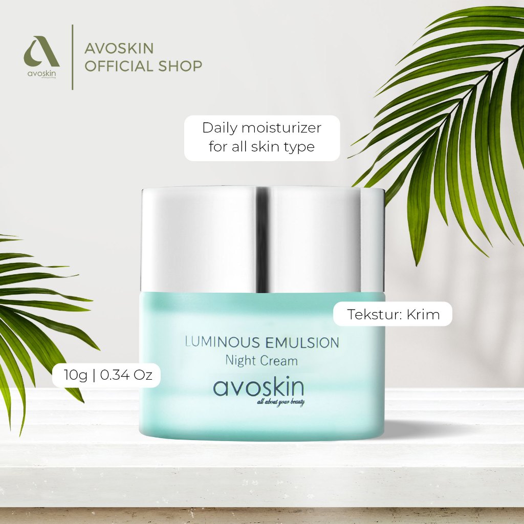 Cream Malam Avoskin Luminous Emulsion Night Cream 10gr-Mencerahkan