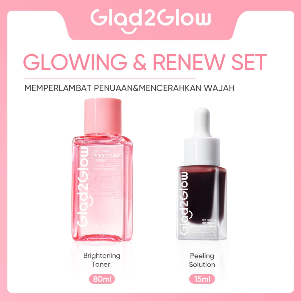 Glad2Glow Toner Complete Series 80ml-Brighten/Acne Toner/Barrier/Exfoliating toner-Skincare toner badan face mist hydrating toner centella toner wajah eksfoliasi water g2g toner hydrating gloglowing brightening exfoliasi glycolic madeca g2g official store
