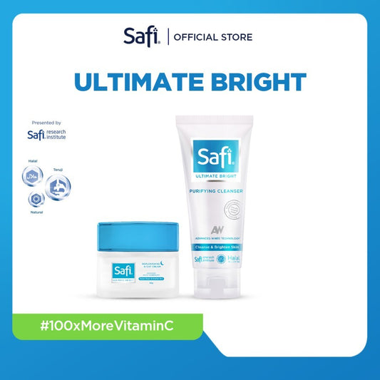 Safi Ultimate Bright - Cleanser & Moist package (Cleanser 100gr & Replenish Night Cream 25gr)