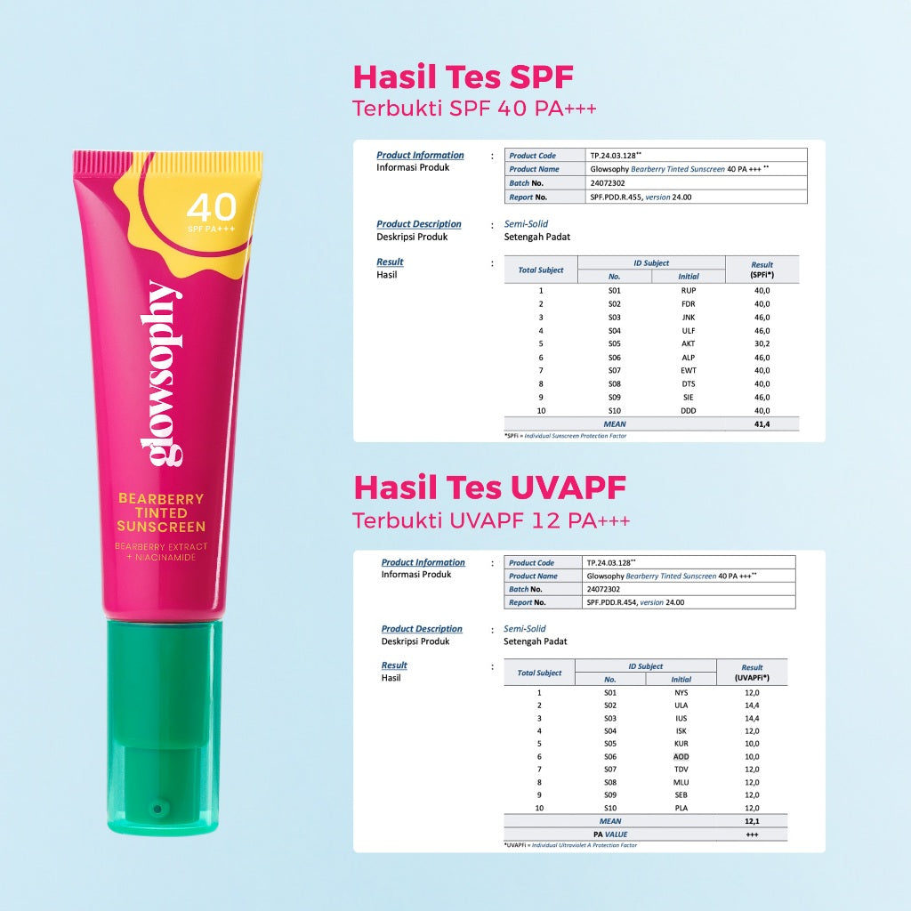 Glowsophy Bearberry Tinted Tone Up Sunscreen SPF 40 PA+++ 30ml Sunblock Cream Wajah Pelembab Skin Sunscreen Membantu Wajah Menyamarkan Pori-Pori Skin Tint Liquid Foundation All Skin Natural Matte Finish Makeup Primer Cepat Meresap Sunblock Cream Ringan