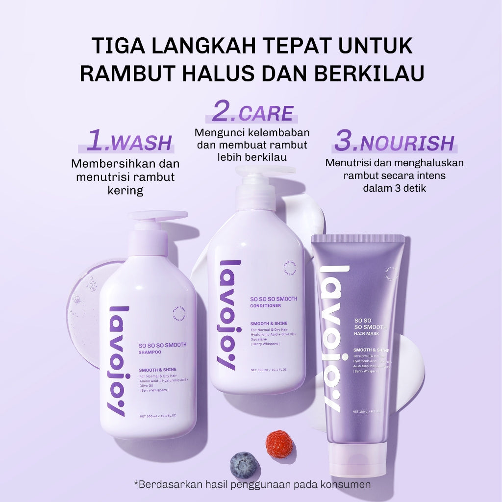 Lavojoy So So So Smooth Hair Mask 180gr | Masker Rambut Lembut Anti Kusut Frizzy | Masker Rambut Berkilau | Masker Rambut Kering | Repair Hair Mask with Hyaluronic Acid + Triple Seed Oil + Australian Manuka Honey