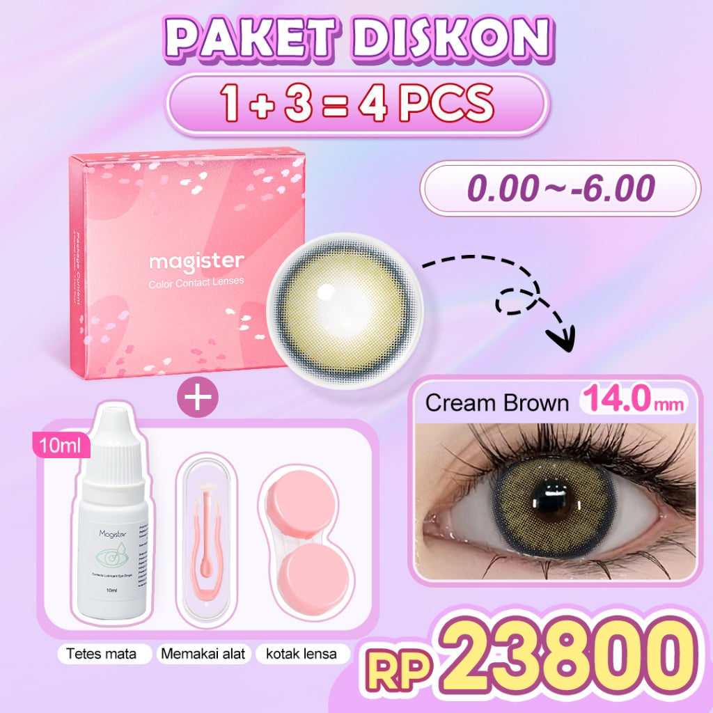 [0.00~-8.00] Magister Softlens Paket kombinasi Minus14.00mm-14.5mm Sepasang Softlens Free case
