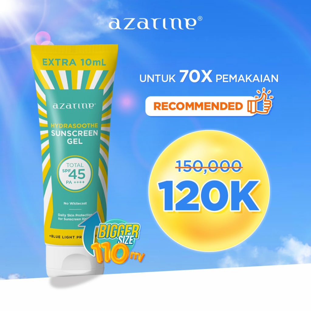 Azarine Hydrasoothe Sunscreen Gel SPF45 PA++++ [30ml/50ml/110ml] [LOLOS UJI INVIVO INVITRO] BEST SELLER SUNSCREEN Untuk Kulit Berminyak dan Berjerawat