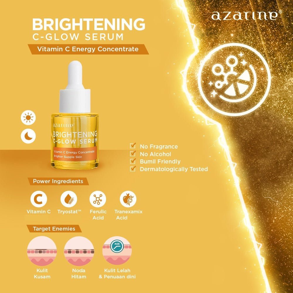 [SPECIAL AFFILIATE] Azarine Brightening C-Glow Serum 20ml Serum Mencerahkan Glowing