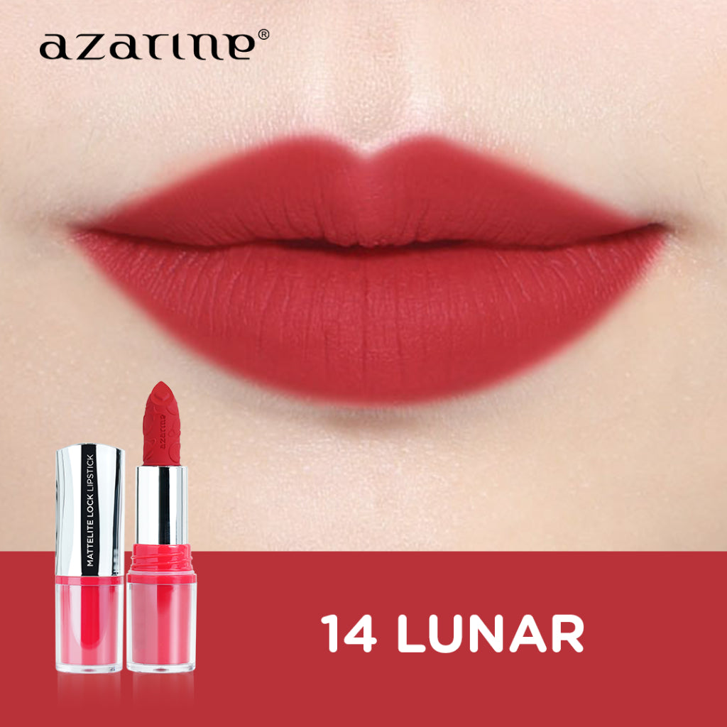 Azarine Shiny Galactic Mattelite Kit [2 PCS] Lipstick Matte with Pigmented Color Lightweight Transferproof Smugeproof Galactic Shine + Lip Gloss Hydrating Plumpy Effect Glittery Look Tahan Lama
