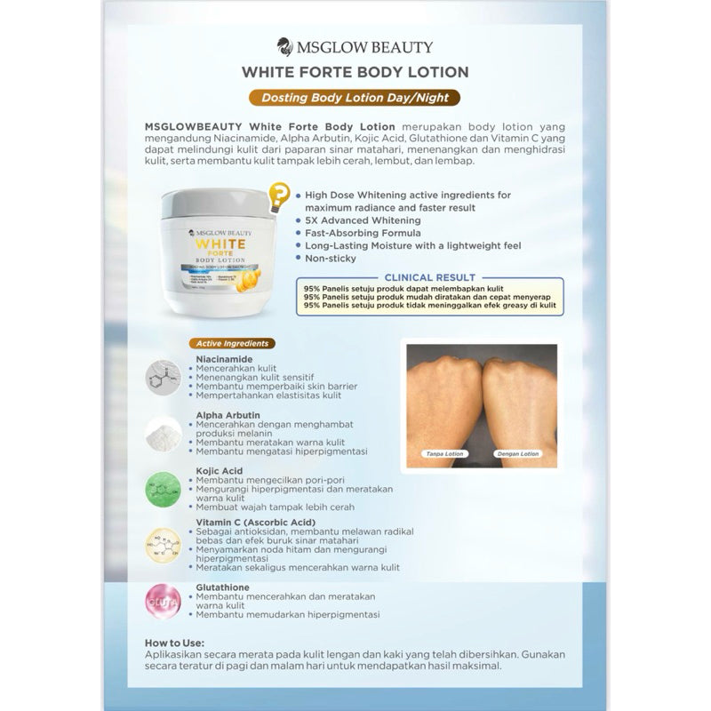 MS GLOW white Forte Series / Dosting Body lotion  & Body Tint