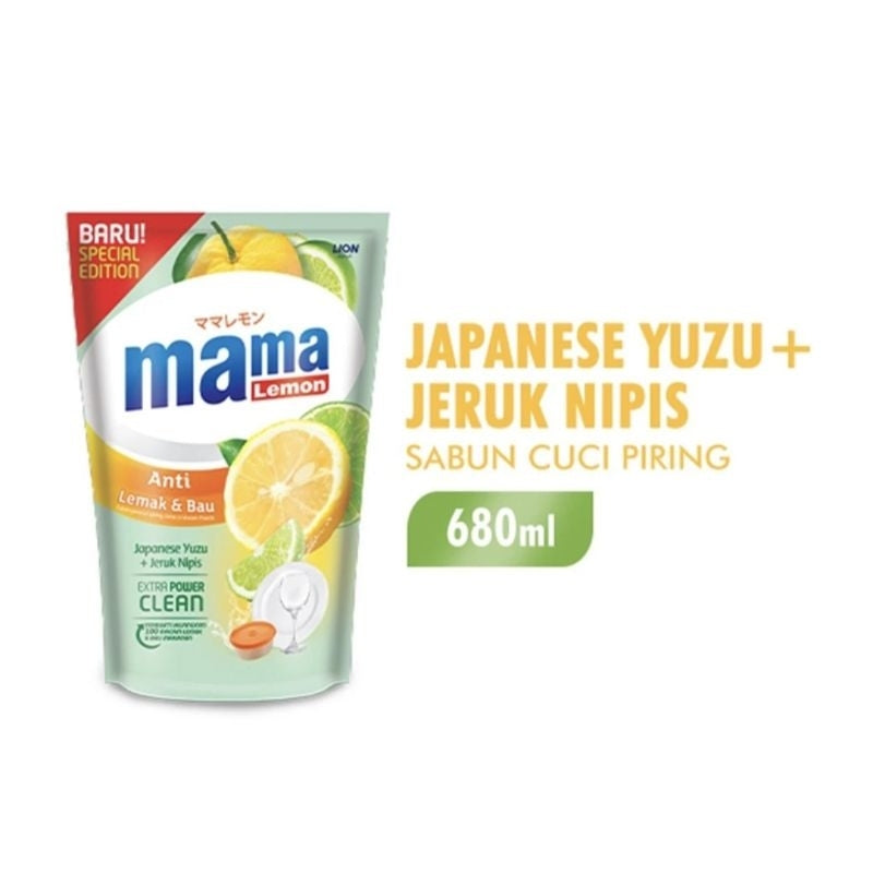 Mama Lemon Sabun Cuci Piring Japanese Yuzu Jeruk Nipis Refill 680 ml