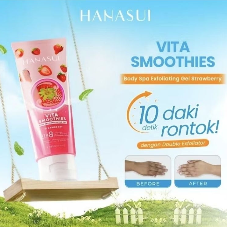 Hanasui Vita Smoothies Body Spa Gel Eksfoliasi Tubuh Strawberry 130 ml