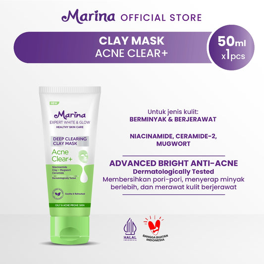 Marina Expert White and Glow Face Mask Acne Clear 50ml [1pcs] - Exp Date : 03.2026