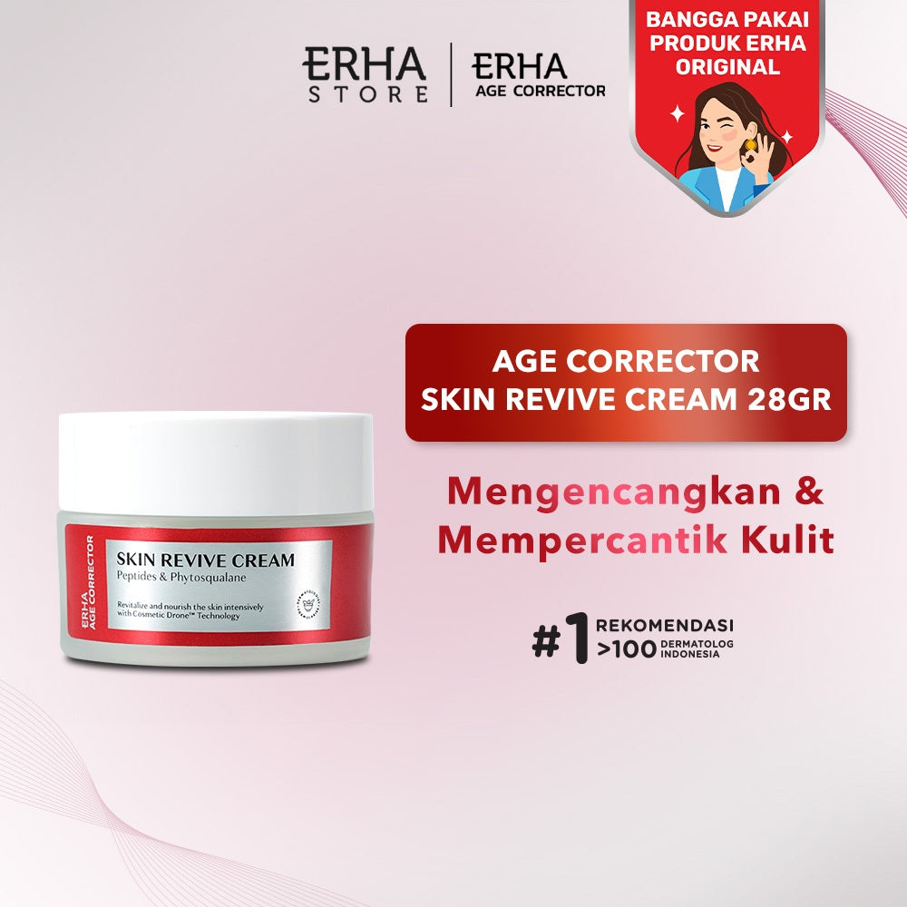ERHA Age Corrector Skin Revive Cream 28g | Peptides & Phytosqualane - Pelembap Anti Aging untuk Malam Hari | Melembapkan Lebih Dalam | Mengurangi Garis Halus | Menjaga Elastisitas Kulit | Menghaluskan | Pudding Like Moisturizer | Plumpy