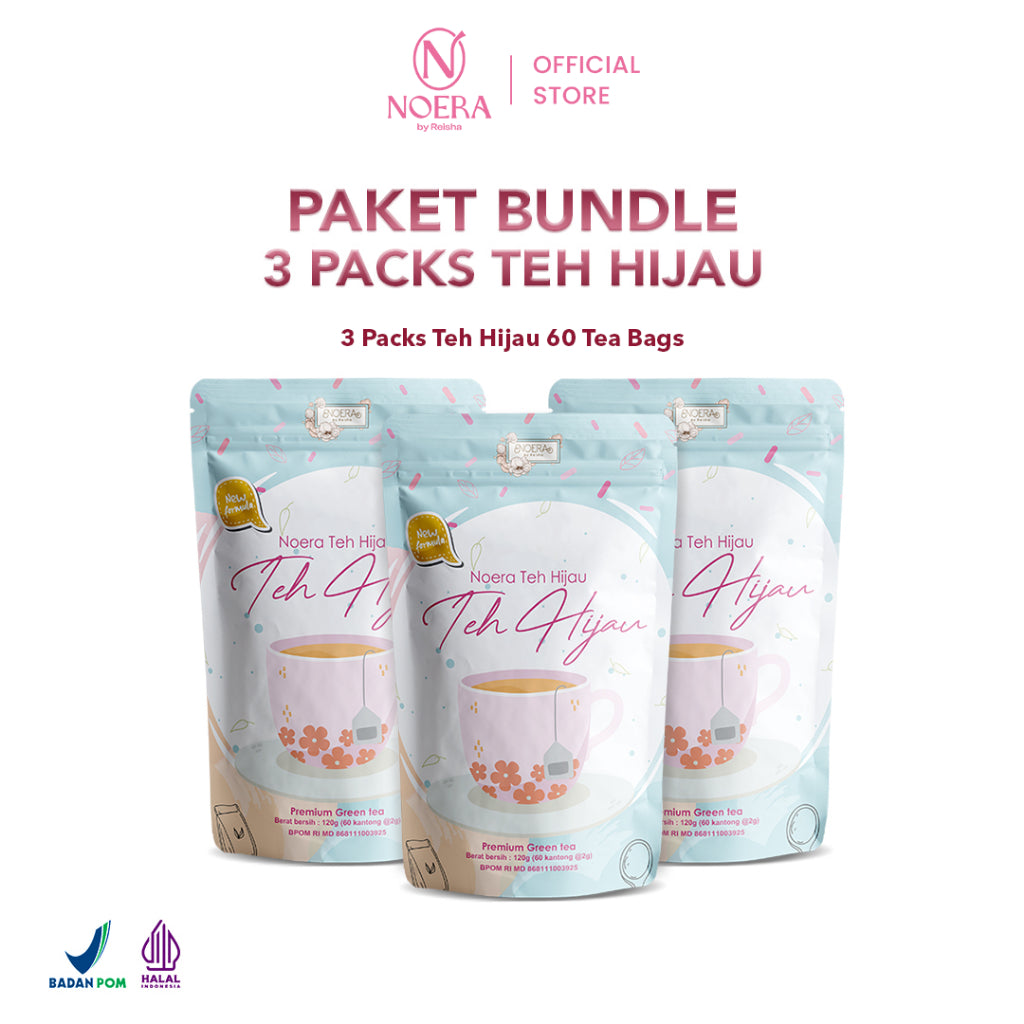 Noera Paket 3 Packs Teh Hijau | Green Tea | Teh Hijau 60 Tea Bags