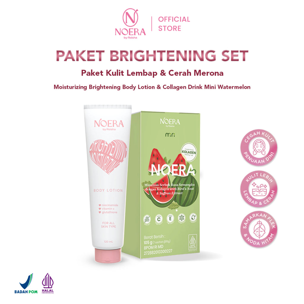 Noera Paket Brightening Set - Moisturizing Brightening Body Lotion + Collagen Mini Improved Formula