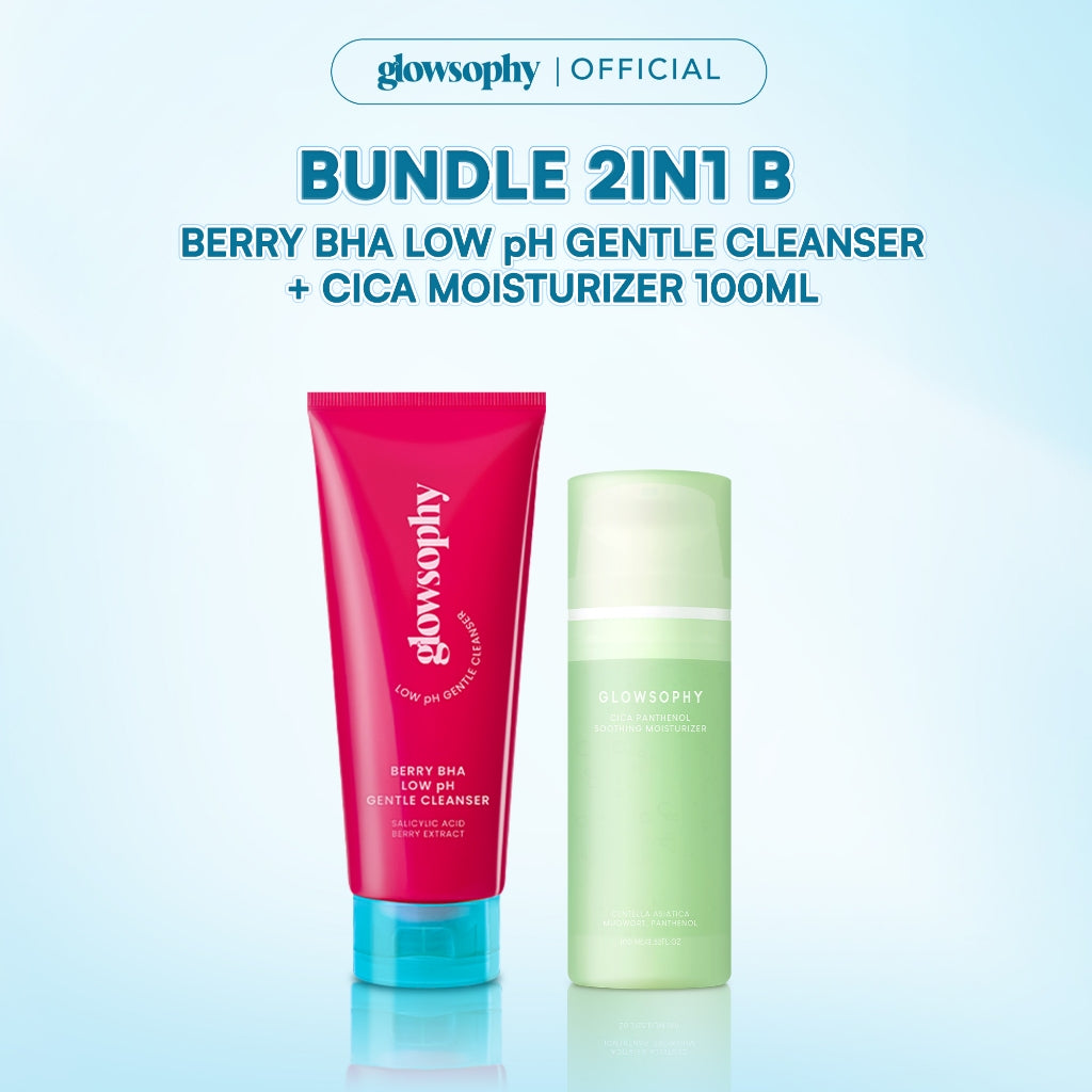 Glowsophy Bundle 5in1 Acne Series Cica Pathenol Moisturizer 100ml + Cica Daily Light Sunscreen + Berry BHA Gentle Cleanser + Watermelon Clay Stick + Pineapple Serum