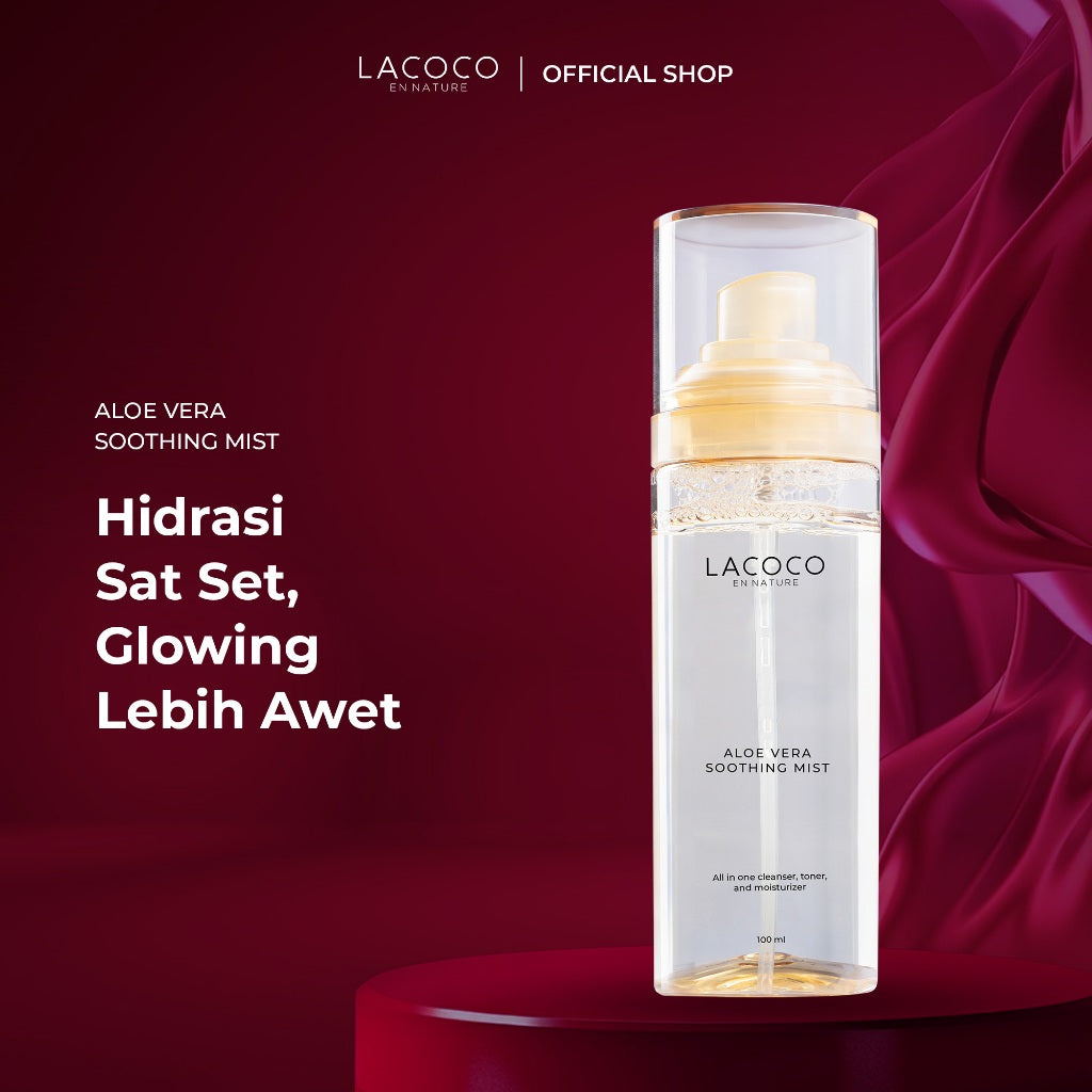 Lacoco Aloe Vera Soothing Mist 100ml - Calming Spray untuk Menghidrasi dan Menyejukan Kulit Wajah