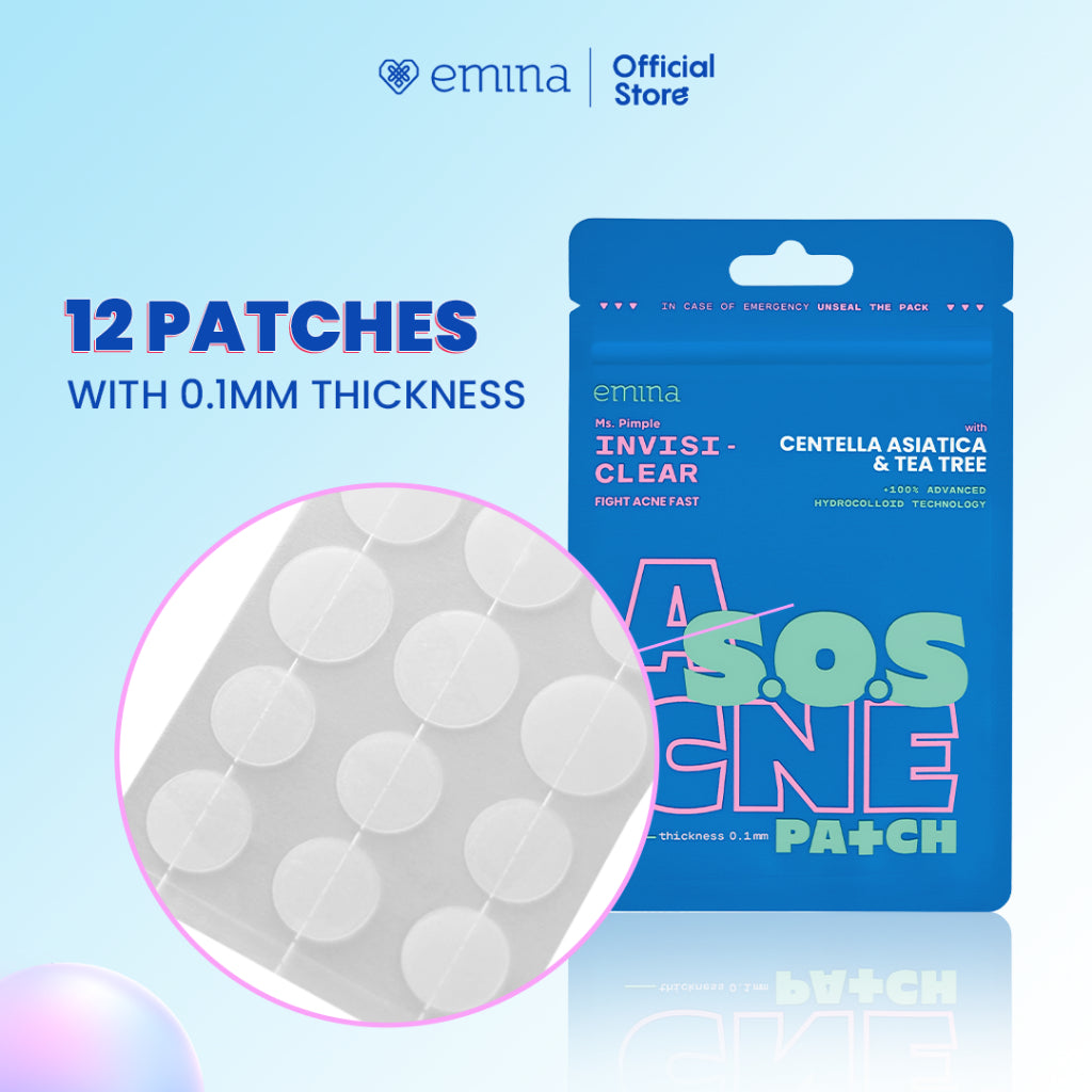 Emina Ms. Pimple Acne Patch 12 Pcs & 15 Pcs | Pimple Pacth Acne Spot Treatment Sticker Jerawat Tipis Penghilang Jerawat dengan Centella Asiatica, Tea Tree dan Chamomile