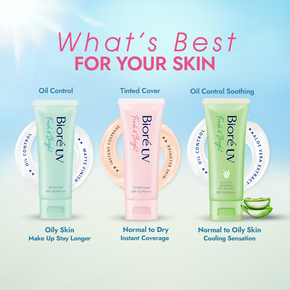 Biore UV Fresh & Bright Skincare Sunscreen 30GR Oil Control Soothing Aloe 30GR SPF 50 PA+++