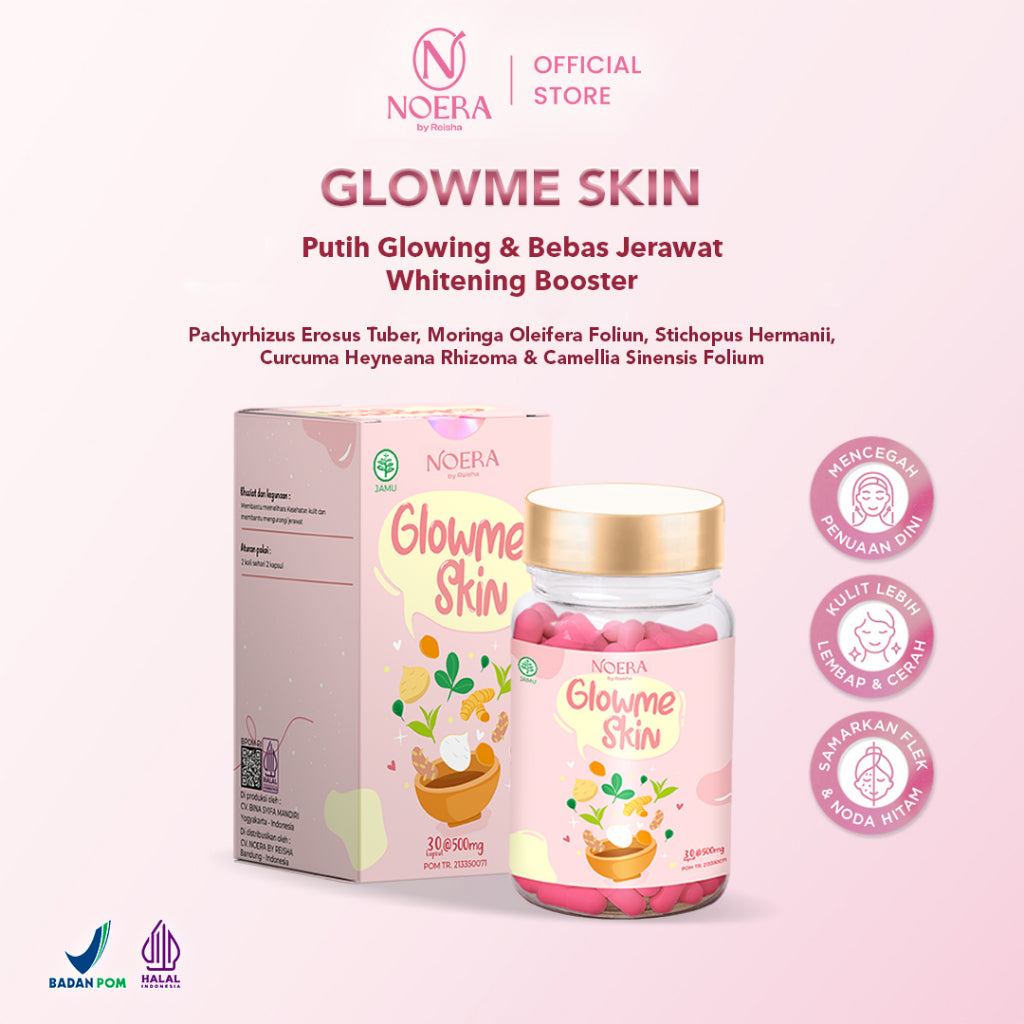Noera Glow Me Skin Brightening Capsule BPOM Improved Formula | Kapsul Pencerah | Obat Jerawat | Kapsul Pencerah Badan | Whitening Supplement
